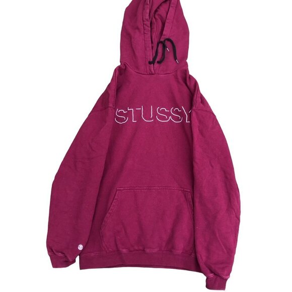 VINTAGE Stussy Hoodie Medium Burgandy - Picture 10 of 10